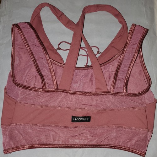 LA SOCIETY Small Mauve Sport BH Träger Netz vorne ungefüttert Crop Criss-Cross - Bild 7 von 9