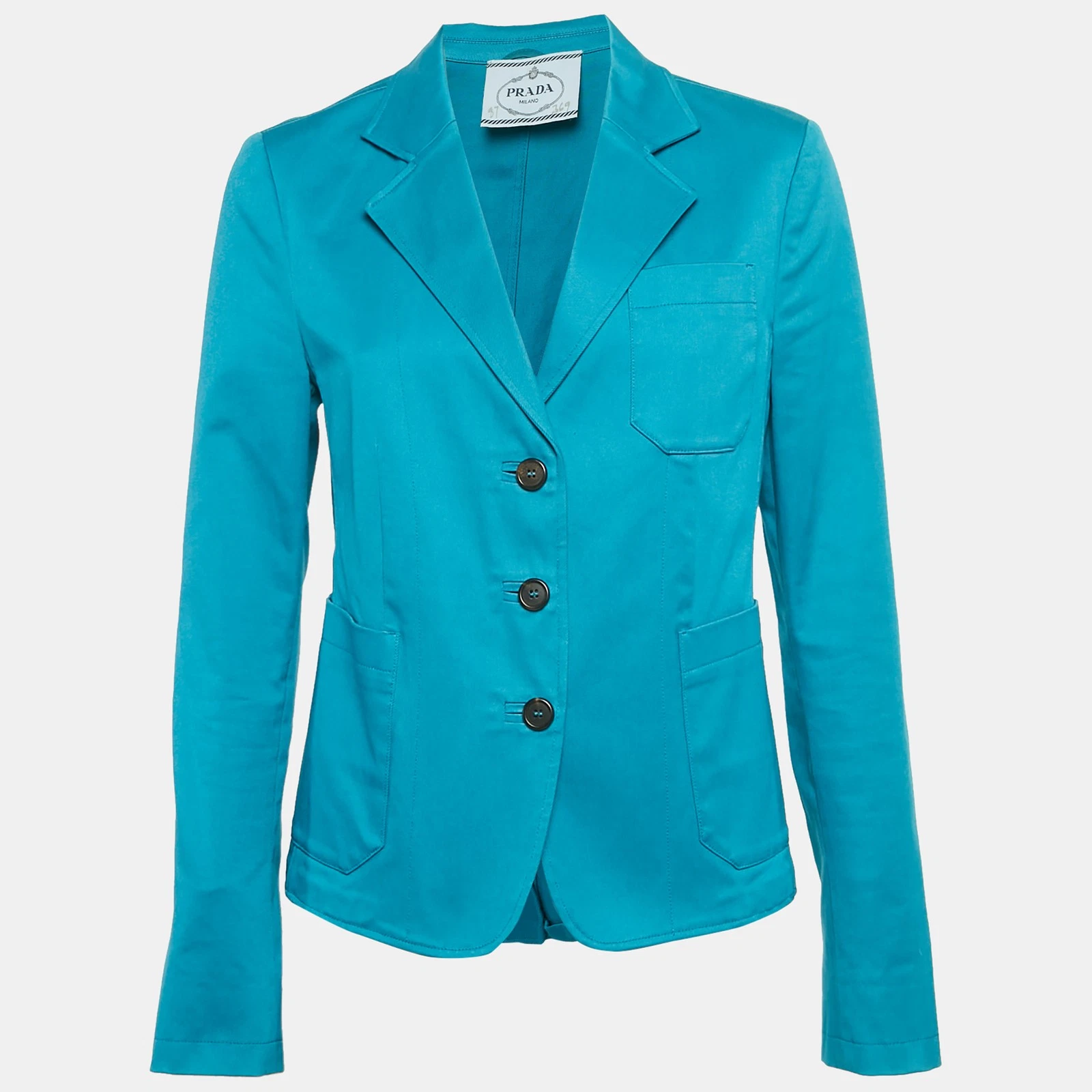 Blazer monopetto Prada blu gabardine cotone M