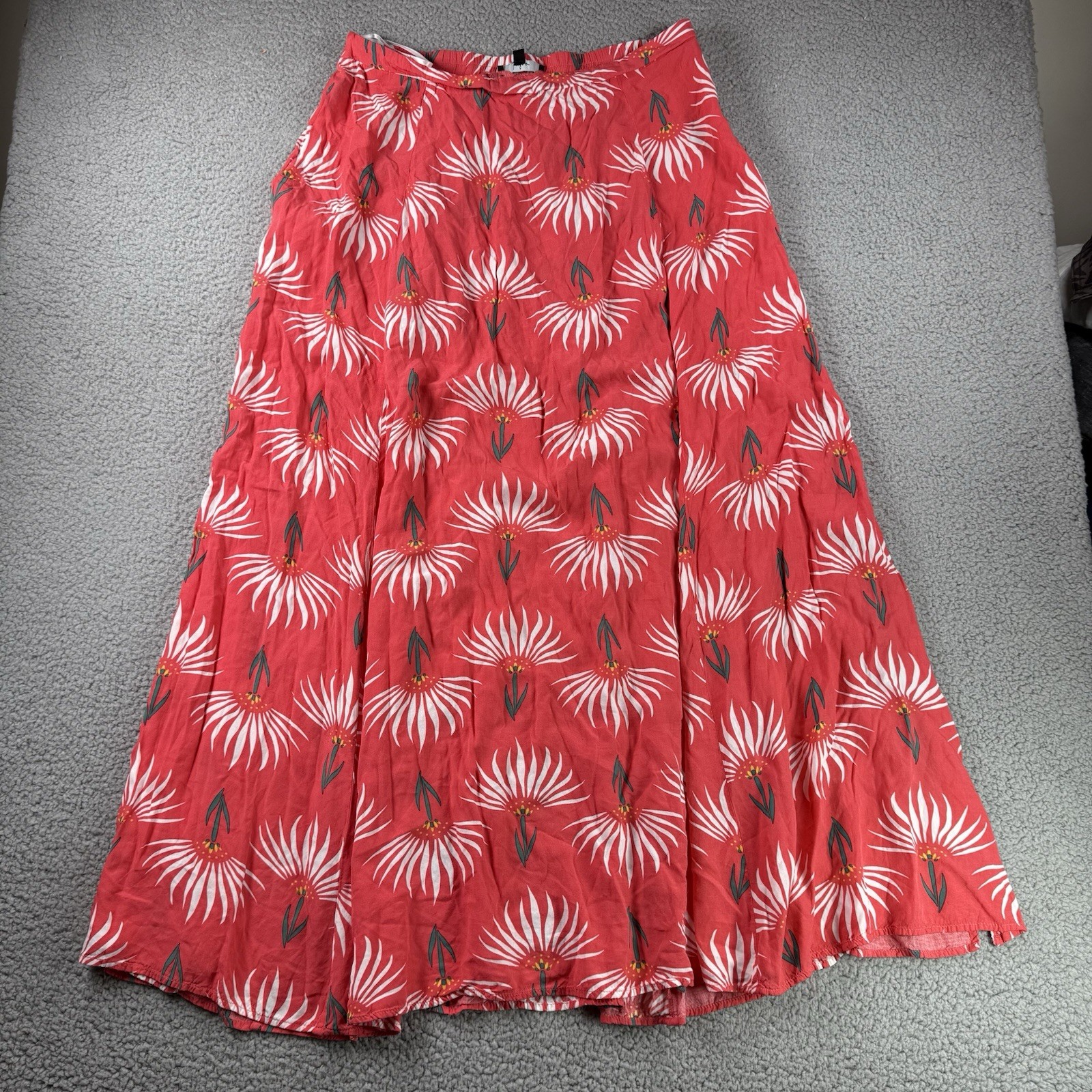 LULUS Maxi Skirt Womens XL Orange Floral Print Side Slits Resort Tropical Vacay-image