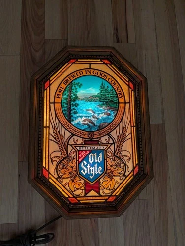 Vintage Heilemans Old Style Beer Motion Waterfall Water Sign Works