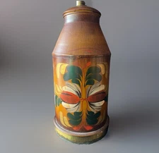Vintage Folk Art Tole Metal Table Lamp 26” Pennsylvania Dutch Hand Painted Works