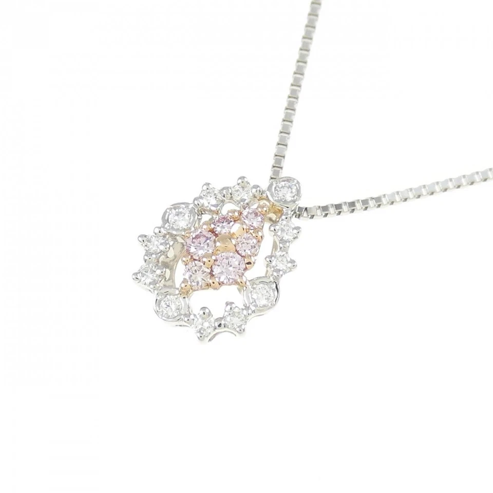 Authentic PT900 K18PG PT850 Pink Diamond Necklace 0.06CT  #270-004-092-7050 - Изображение 3 из 4