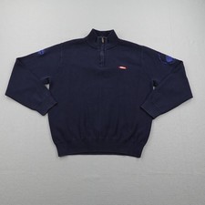Honda Vintage Culture Sweater Mens Large Blue 1/4 Zip Patrick Calello Tokyo Knit