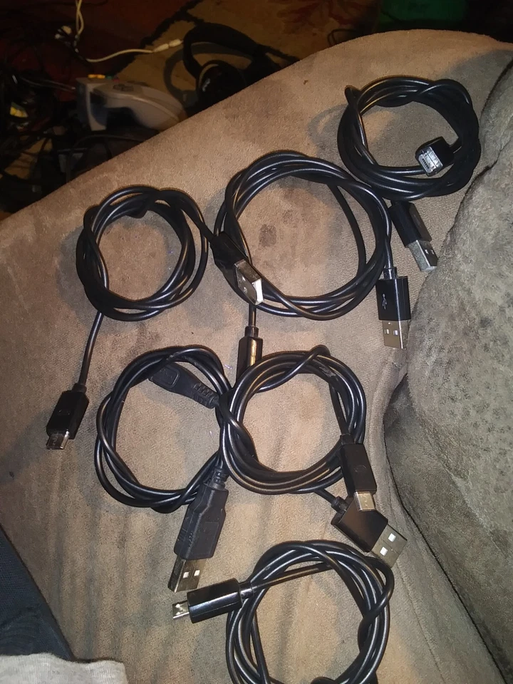 Cable de datos micro USB cable de carga de sincronización negro cargador de 3 pies para teléfonos celulares Foto 2 de 2