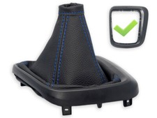 SCHALTMANSCHETTE FUR FIAT TIPO II SCHALTSACK SCHWARZ LEDER NAHT BLAU + RAHMEN