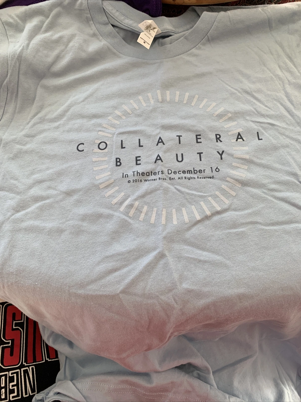 Adult Unisex Med Blue Collateral Beauty Movie T Shirt-New Without Tags
