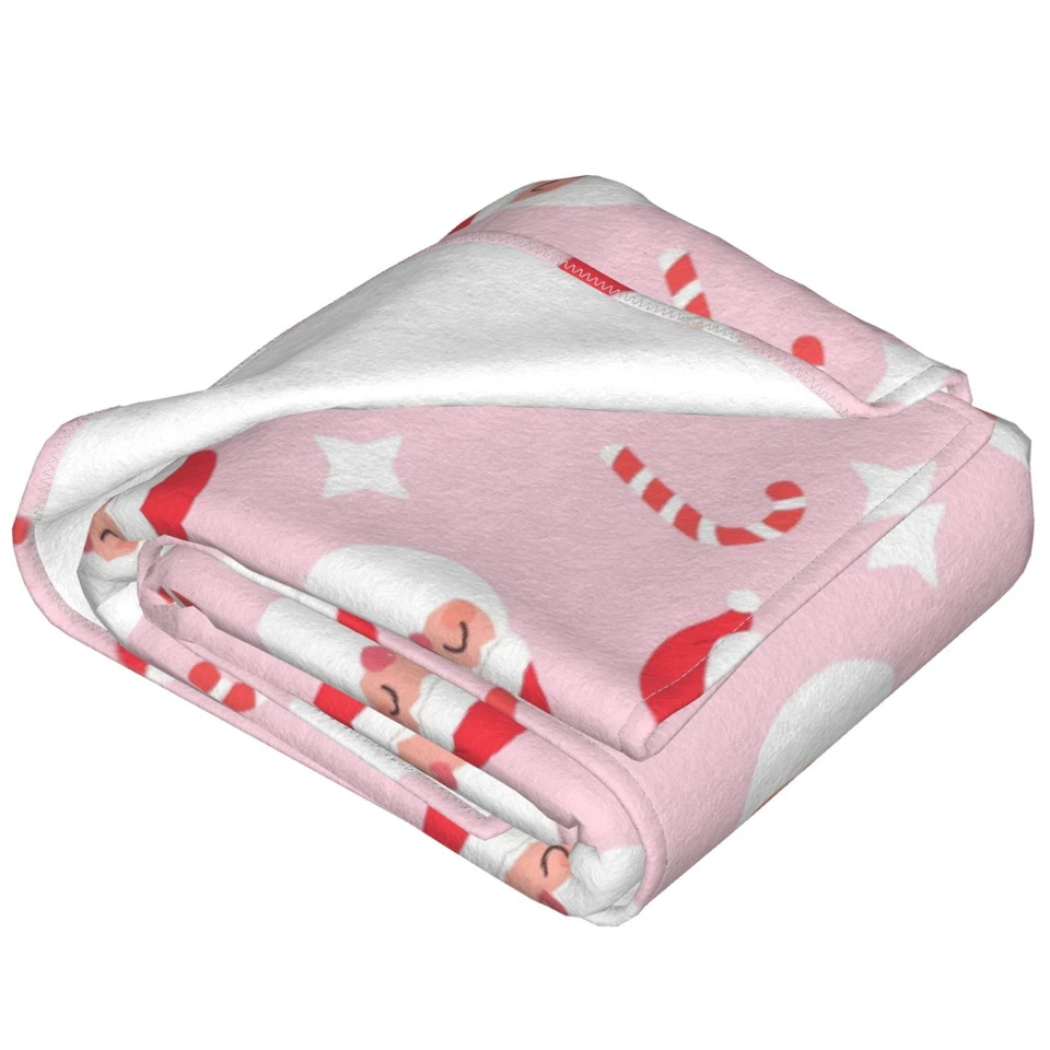 Розовый Рождественский Санта мягкий теплый фланелевый плед для дивана кровати стула дивана - Изображение 3 из 4