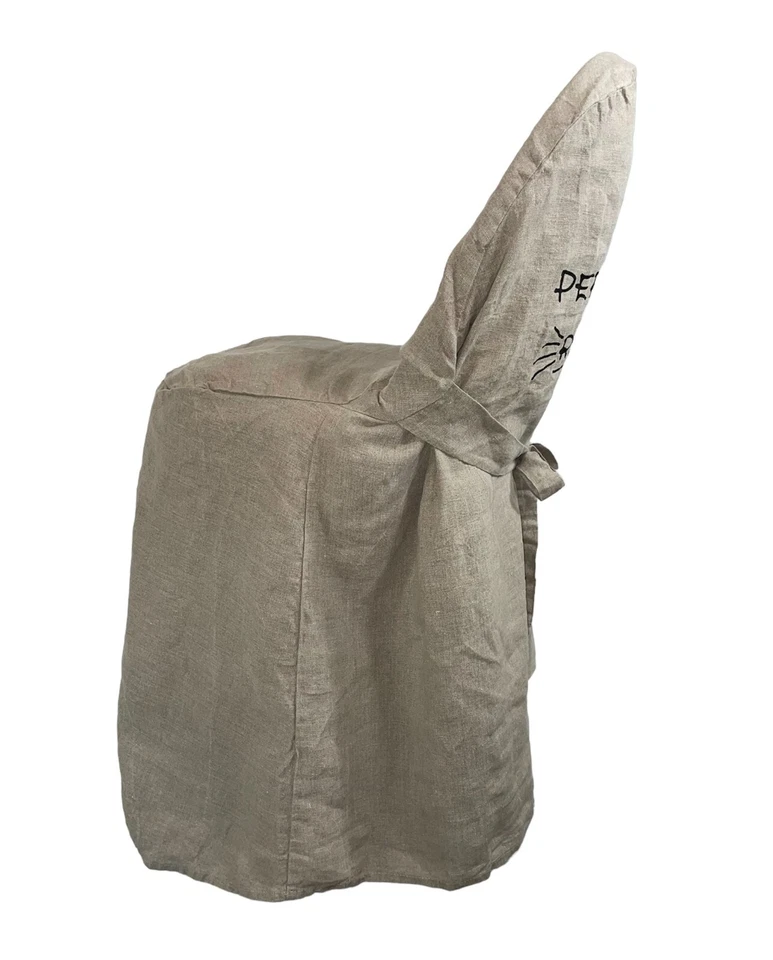 Vintage FLAX by Jeanne Engelhart Affirmation Slipcover 100% Linen Dining Chairs - Image 4 of 4