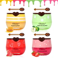 4PCS Bee Lip Balm Honey Pot – Lip Mask Set Strawberry, Honey, Watermelon, Lime