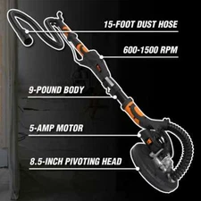 Corded Drywall Sander Sanding Electric Machine Ceiling Hose Swivel Head NEW WEN 