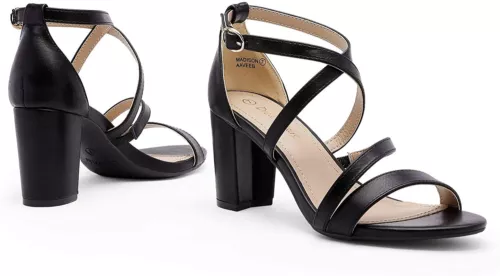 Women Chunky Block Heel Open Toe Across Strap Buckle Wedding Party Dress Shoes - Picture 6 of 22