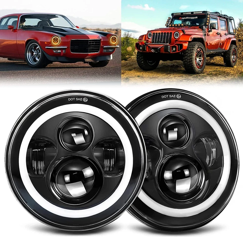 Par de faros LED halo DRL de 7 pulgadas para camioneta Ford F-100 F-250 F-350 1953-1977 Foto 3 de 4