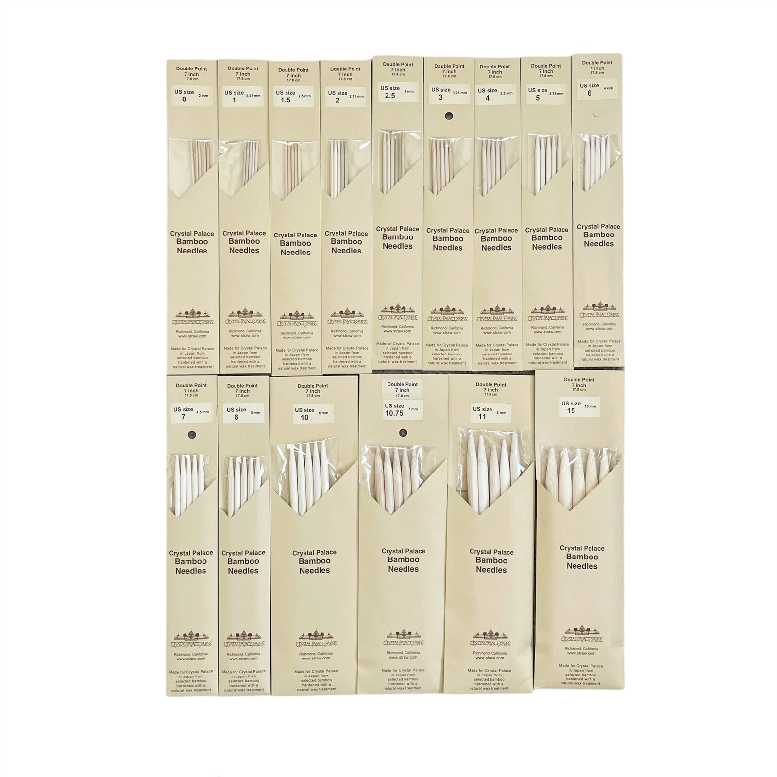 Crystal Palace Bamboo Double Point Knitting Needles 7 inch - Multiple Sizes