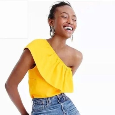 yellow one shoulder top