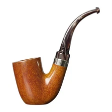 MUXIANG Freehand Hungarian Pipe Briar Billiard Tobacco Smoking Pipe Curved Stem