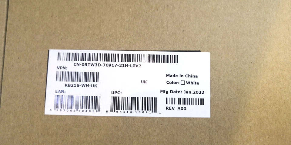 DELL KB216 USB Tastatur Keyboard PC Verkabelt Weiß UK Layout English KB216-WH-UK - Bild 4 von 4