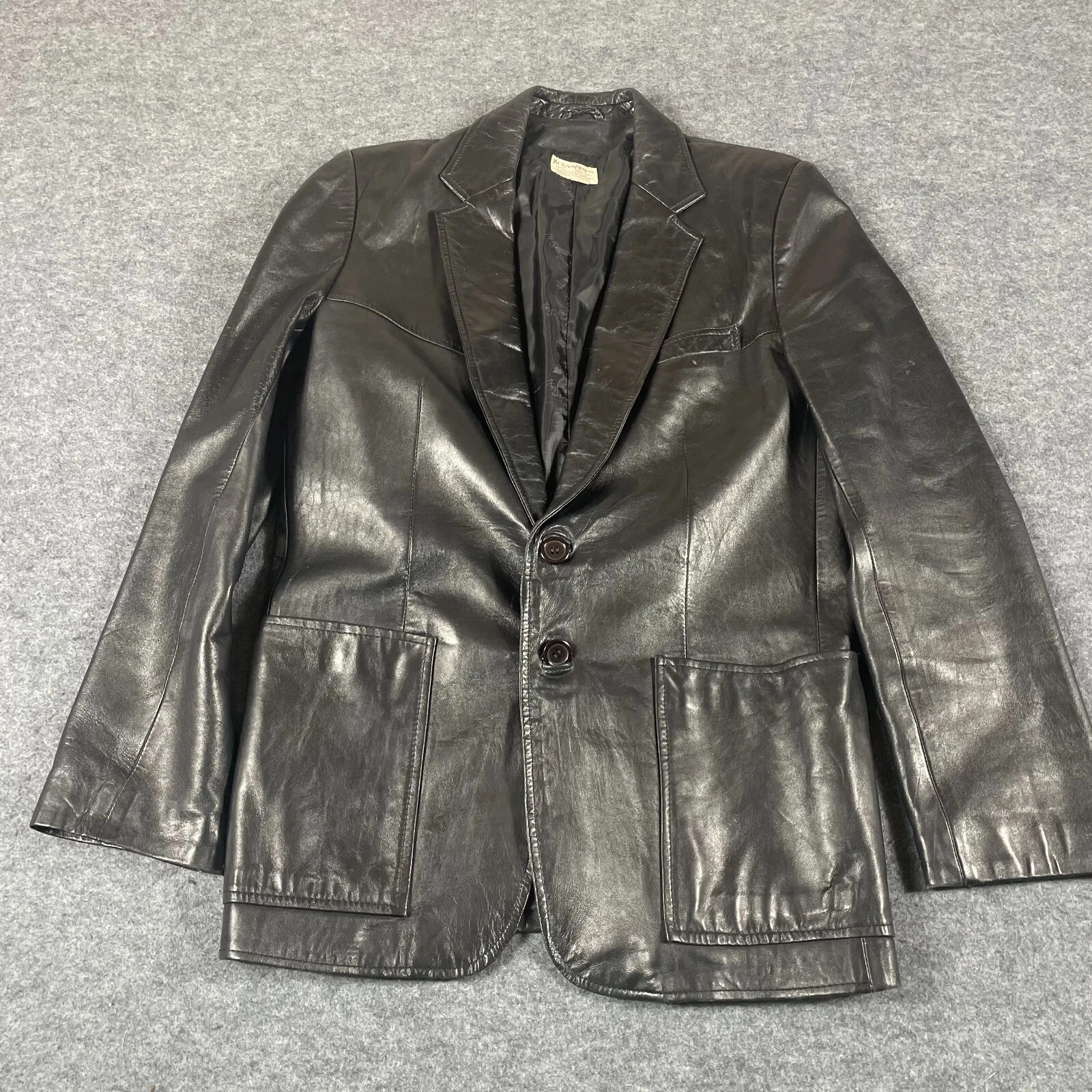 SAINT LAURENT (YSL) Giacca vintage Yves Saint Laurent donna 38 nera pelle morbida monopetto anni 80