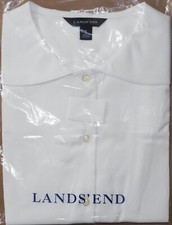 Lands' End Women's 8 - Solid Crisp White Sailor Collar Blouse Uniform Shirt