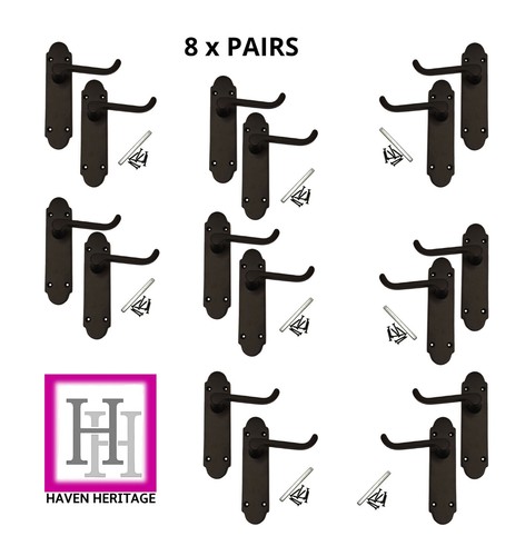 Door Handles Matt Black Finish Epsom Victorian Scroll Modern Handle 1-10 pairs - Picture 21 of 27