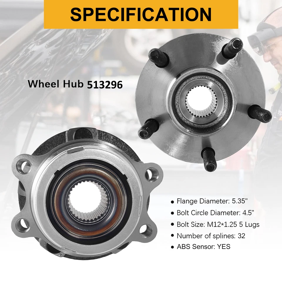 4×Wheel Hub Bearing Assembly For 2014-2019 Infiniti QX60 Nissan Pathfinder FWD Foto 3 de 4