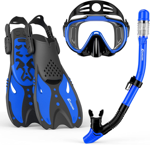 EMSINA Mask Fin Snorkel Set with Adult Snorkeling Gear, Panoramic View ...