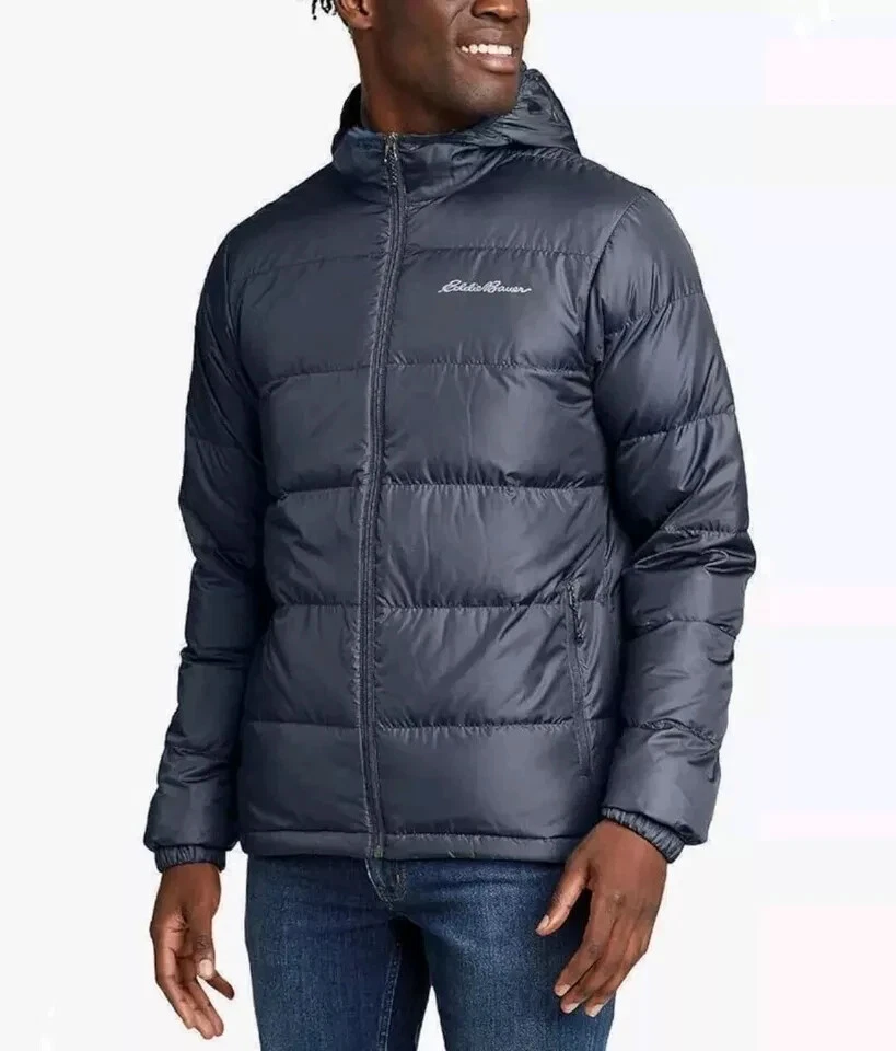 EDDIE BAUER Channel Down Teal Gray Hooded Lightweight Packable Zip Jacket XXL - Image 2 of 4