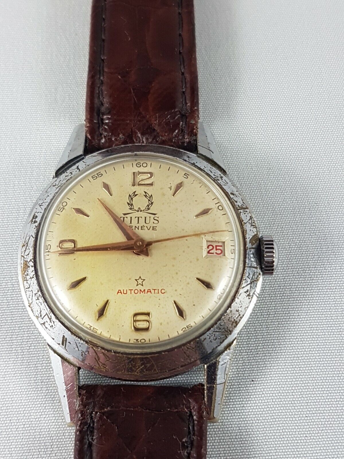 Titus Geneva Vintage Automatic Mans  watch ,Military  collector watch ! working 