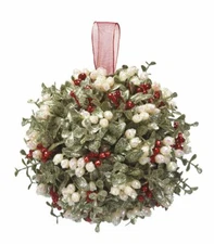Kissing Krystals 10" Holly KISSING BALL Mistletoe Christmas Decor Ornament, Ganz
