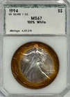 1994 Silver Eagle Toned, PCI Holder, Ungraded. NR