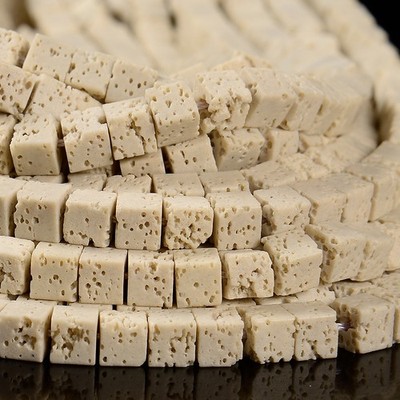 Ivory White Lava Gemstone Square Cube 4MM 6MM Loose Beads (D647)