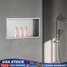 12"x24" Shower Niche Bathroom Stainless Steel Shower Shelf Storage Silver Gray