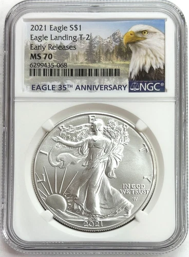 2021 SILVER US $1 AMERICAN SILVER EAGLE 1 oz TYPE 2 COIN NGC MS 70 FIRST RELEASE