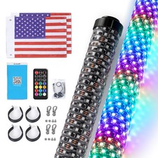 2x 2FT Fat LED Whip Light w/ Flag APP Remote Control RGB Antenas Quick Release