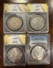 4 1886 1887 1890 S Morgan Dollars Graded AU50 VF UNC DET T,ONED