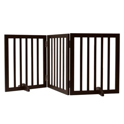 UIMOSO Free Standing Dog Gate 24x60 inch Freestanding Pet Gate Foldable Brown