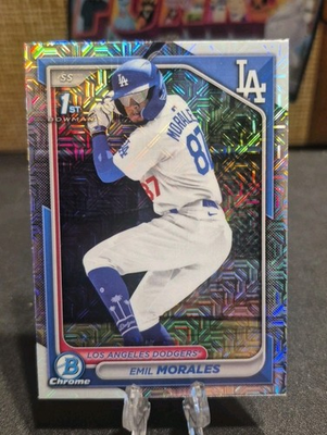 #ad #ad 2024 Bowman Chrome Prospects Emil Morales #BCP 221 Mojo Refractor RC $3.00