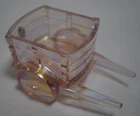 Fenton Pink Art Glass Iridescent Flower Cart Vintage w Original Tag