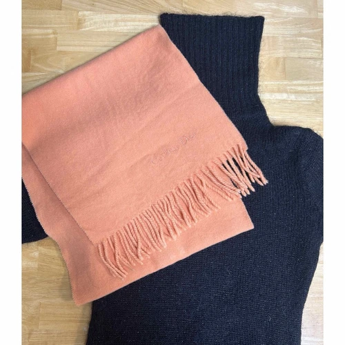 Authentique écharpe Christian Dior 100% laine orange logo broderie 130 x 28 cm