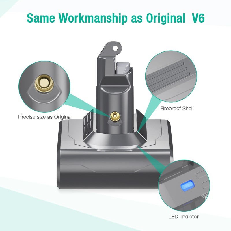 21.6V V6 Battery Replacement For Dyson SV03 SV04 SV09 DC58 DC59 ... - V6 Battery Replacement Kit