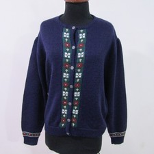 L.L Bean Crew Neck Cardigan Wool Multi Chest 40/42 UK Size L SKU  Y14542