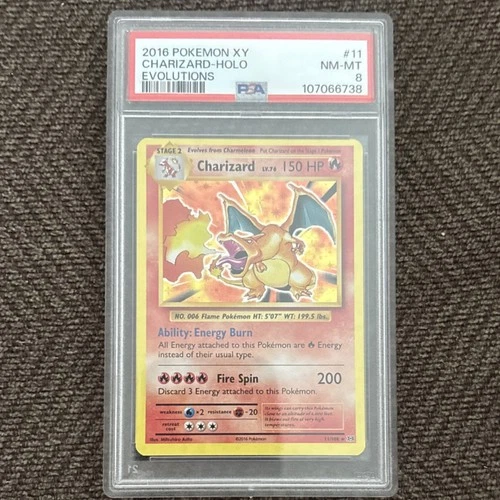 Pokémon TCG Charizard Holo Rare Evolutions 2016 PSA 8 #11/108 Flame Pokémon Card