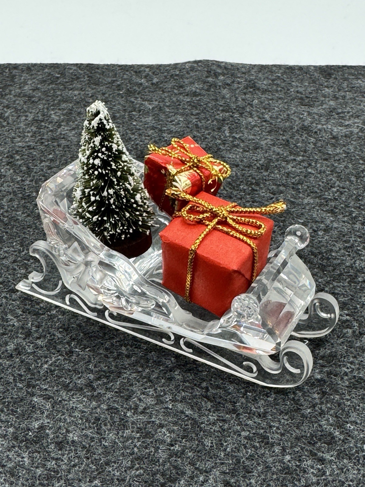 RETIRED Swarovski Silver Crystal Exquisite Accents Christmas Sleigh Gifts 205165