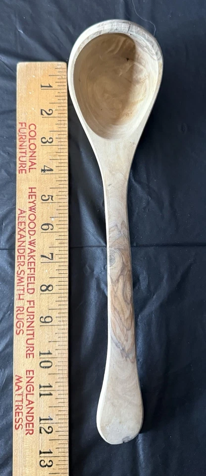 Rustic Olive Wood Ladle Spoon 12” Hand Carved Mediterranean Kitchen Serving - Image 4 of 4