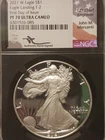 2021 W PROOF AMERICAN SILVER EAGLE T-2 NGC PF70 UC FDOI MERCANTI SIGNED FLAG
