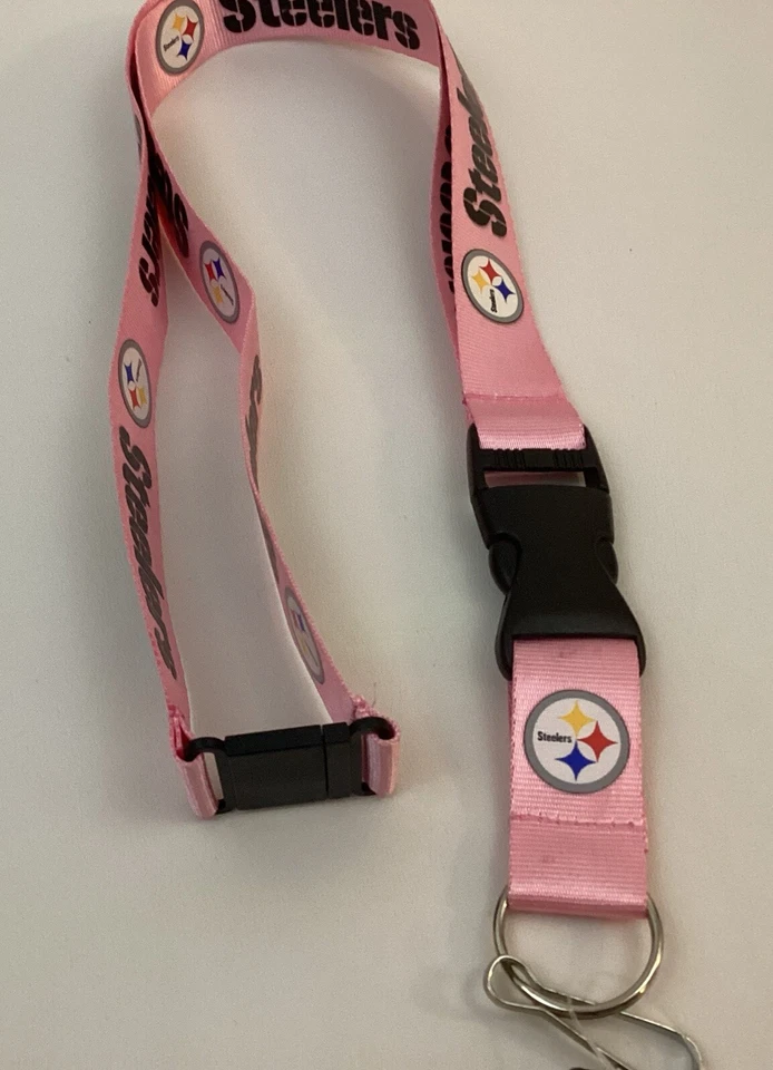 NFL Pittsburgh Steelers Cordón Llavero Llavero Soporte Identificación - Rosa Foto 4 de 4