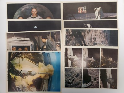 Lot Of 8 Apollo 11 Crew Photos 10 7/8'' x 8 1/2'' Aldrin Salutes The Deployed Flag