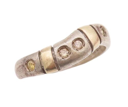14k Gold 925 Sterling Silver Vintage Ring Minimalist Real Diamonds Sz 8 Rg28588
