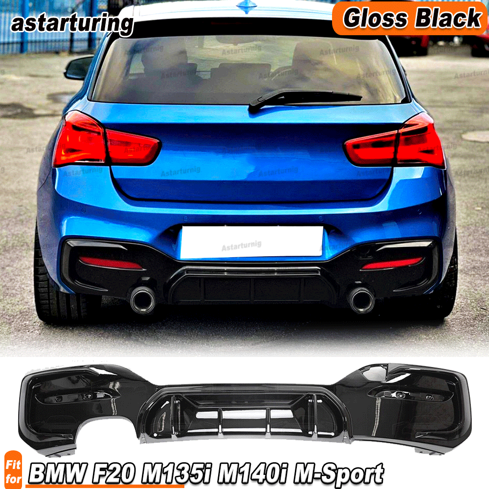 For BMW F20 F21 LCI 1 Series Sport M140i M135i Rear Diffuser Gloss Black  2015-19 | eBay BMW 1er Sport F20 F21 M135I M140I光沢のあるブラックリアディフューザーバンパーw/LEDリアリップ変