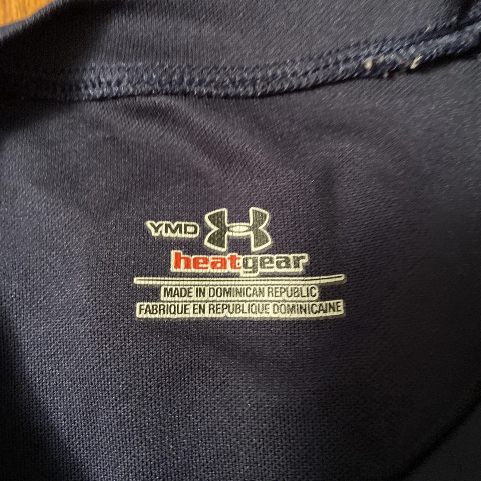 Under Armour Youth Medium HEATGEAR Dark Blue Short Sleeve Shirt  - Image 4 of 4
