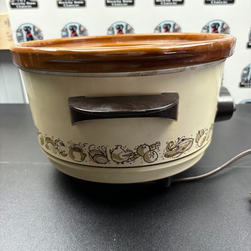 Vintage Rival Crock-Pot Slow Cooker Avocado Floral 3-Qt Manual Dial Tested Works - Picture 8 of 8